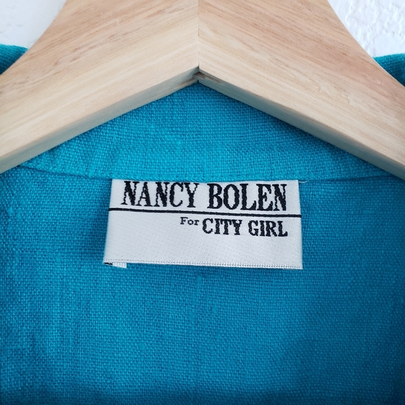 Turquoise Linen Toucan & Orchid Jacket - Picture 2 of 4